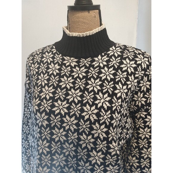 Vintage Gap Women White/Black Knit Mock Pullover Long‎ sleeve Sweater Size M - Picture 2 of 5